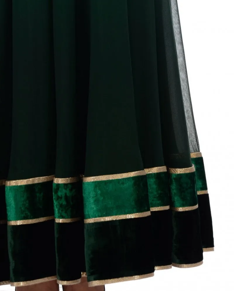Bottle Green color Long Anarkali suit