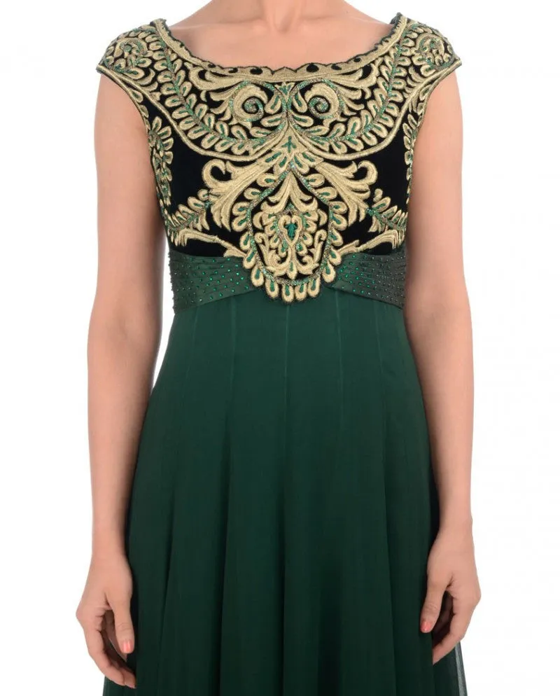 Bottle Green color Long Anarkali suit