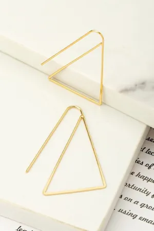 Brass triangle hoop earrings