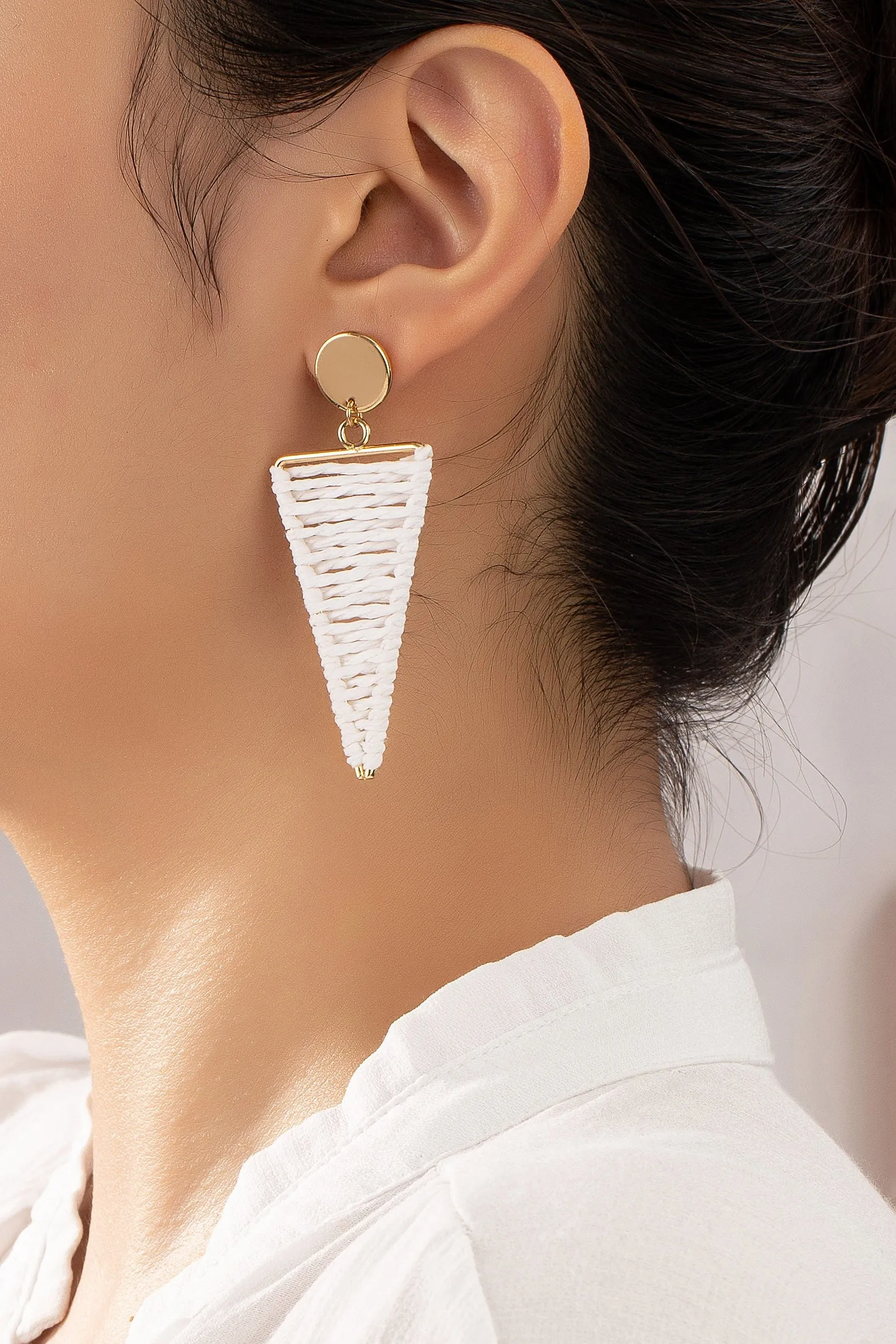 Breezy Raffia Triangle Drops