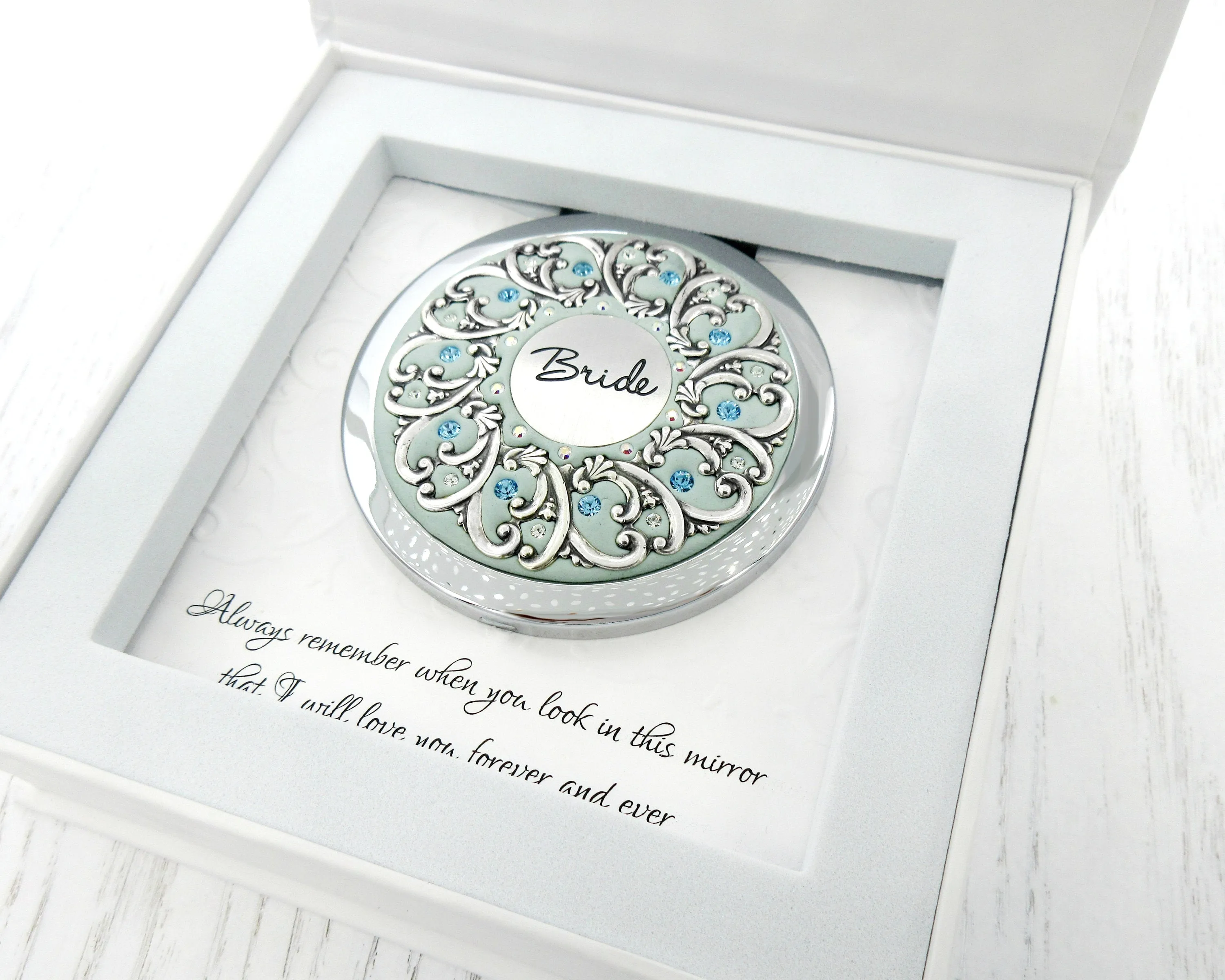 Bridal Silver Compact Mirror