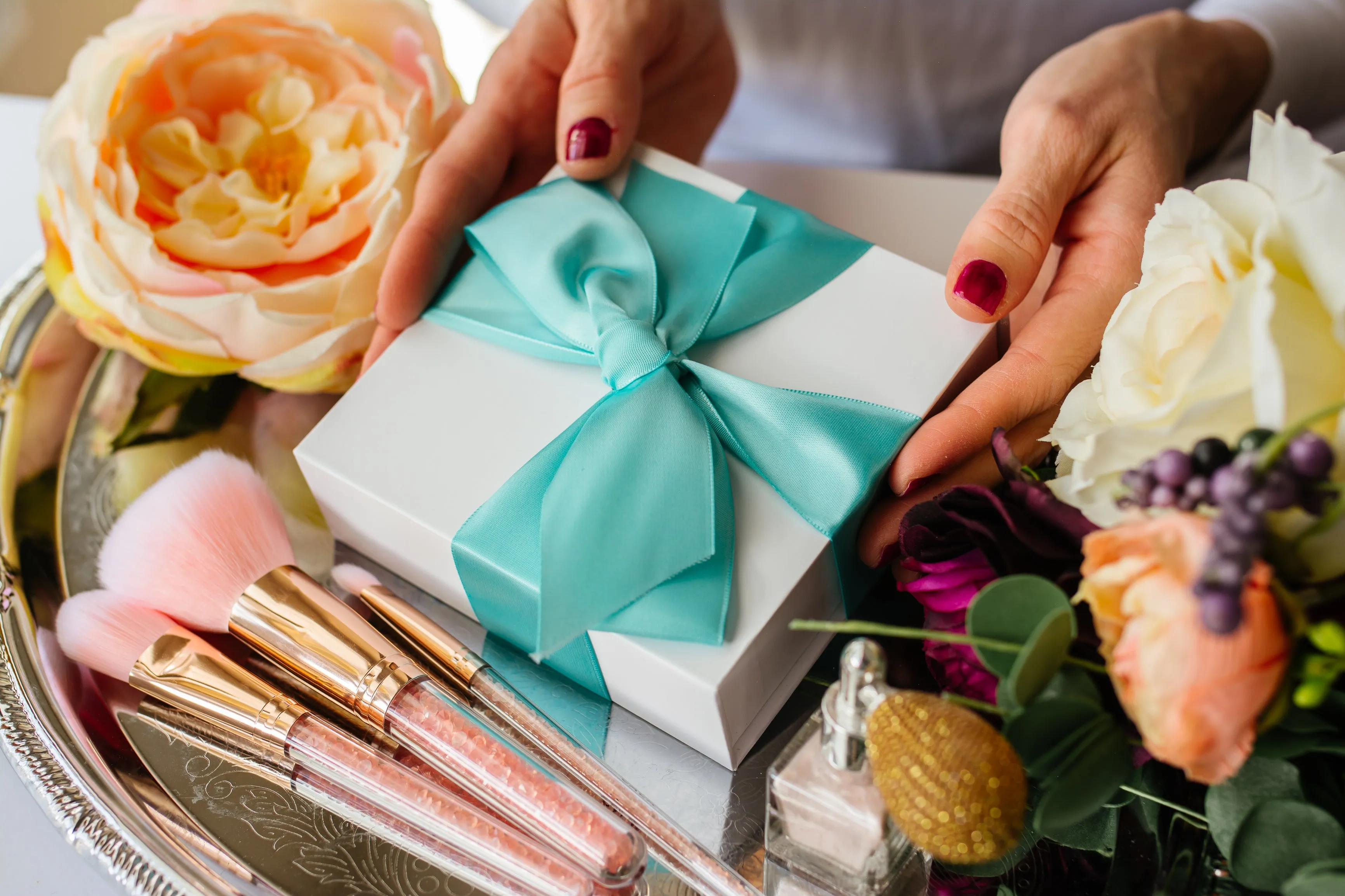 Bridal Silver Compact Mirror