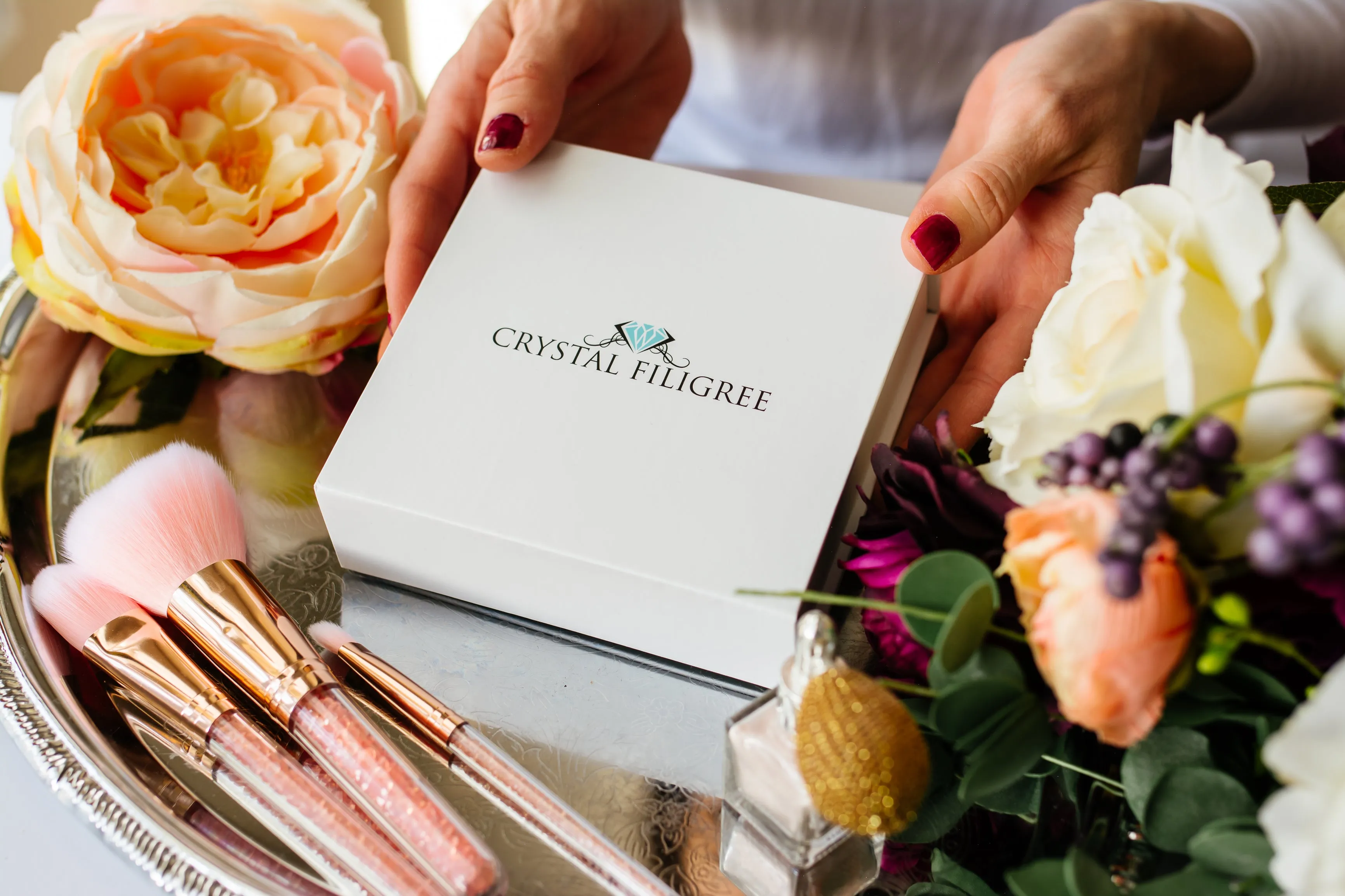 Bridal Silver Compact Mirror