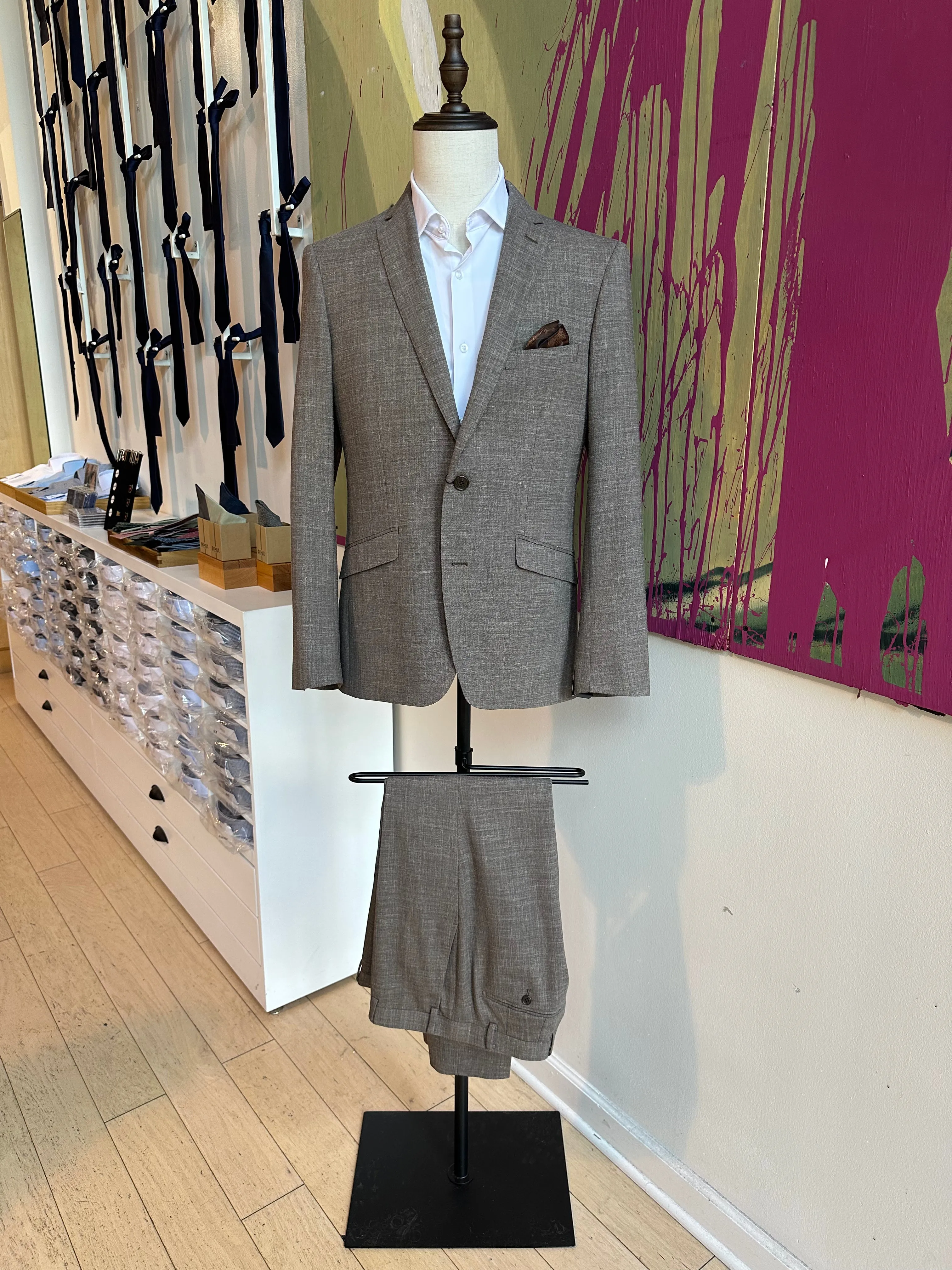 Brown Linen Blend Premium Suit Coat