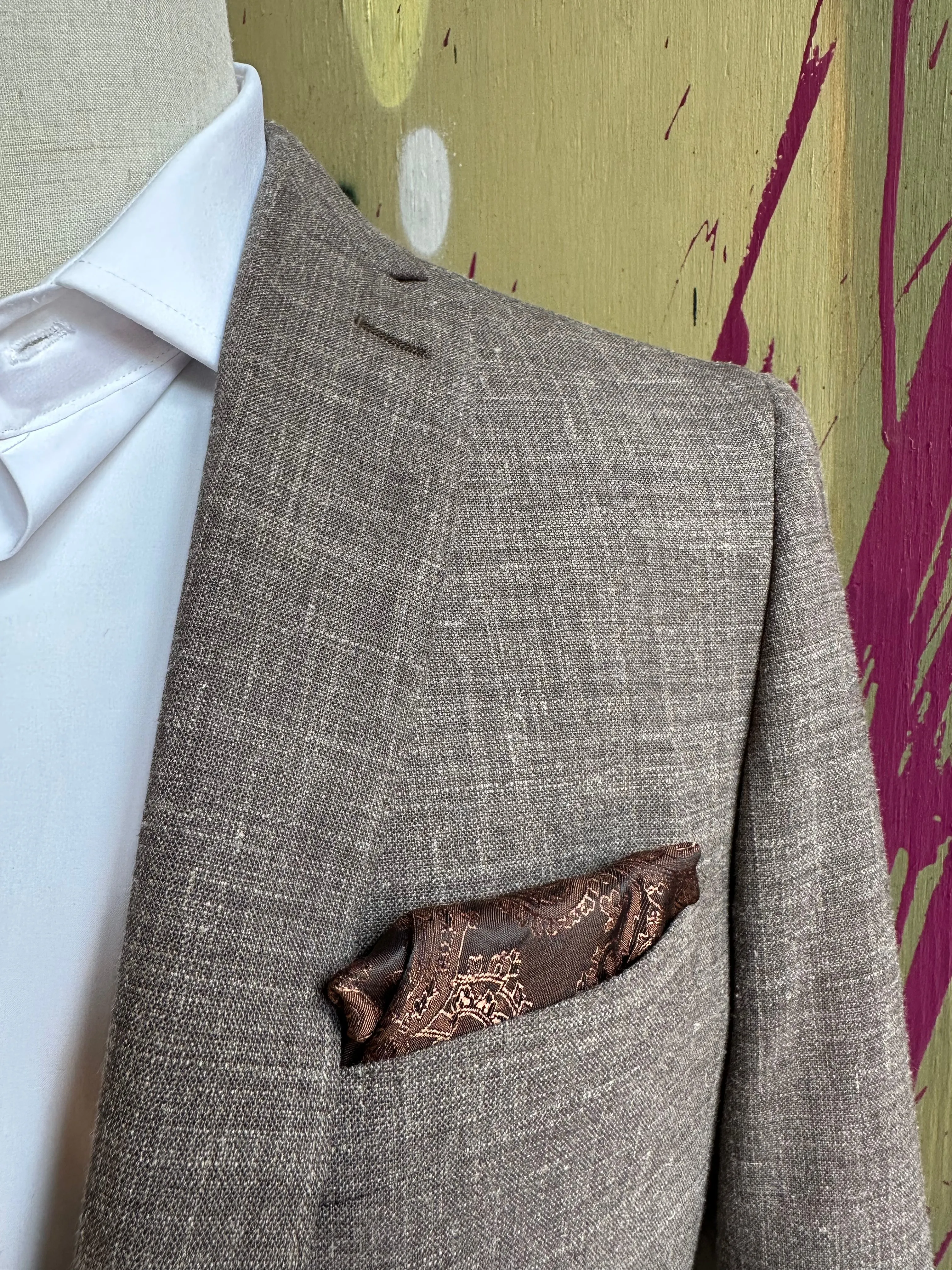 Brown Linen Blend Premium Suit Coat