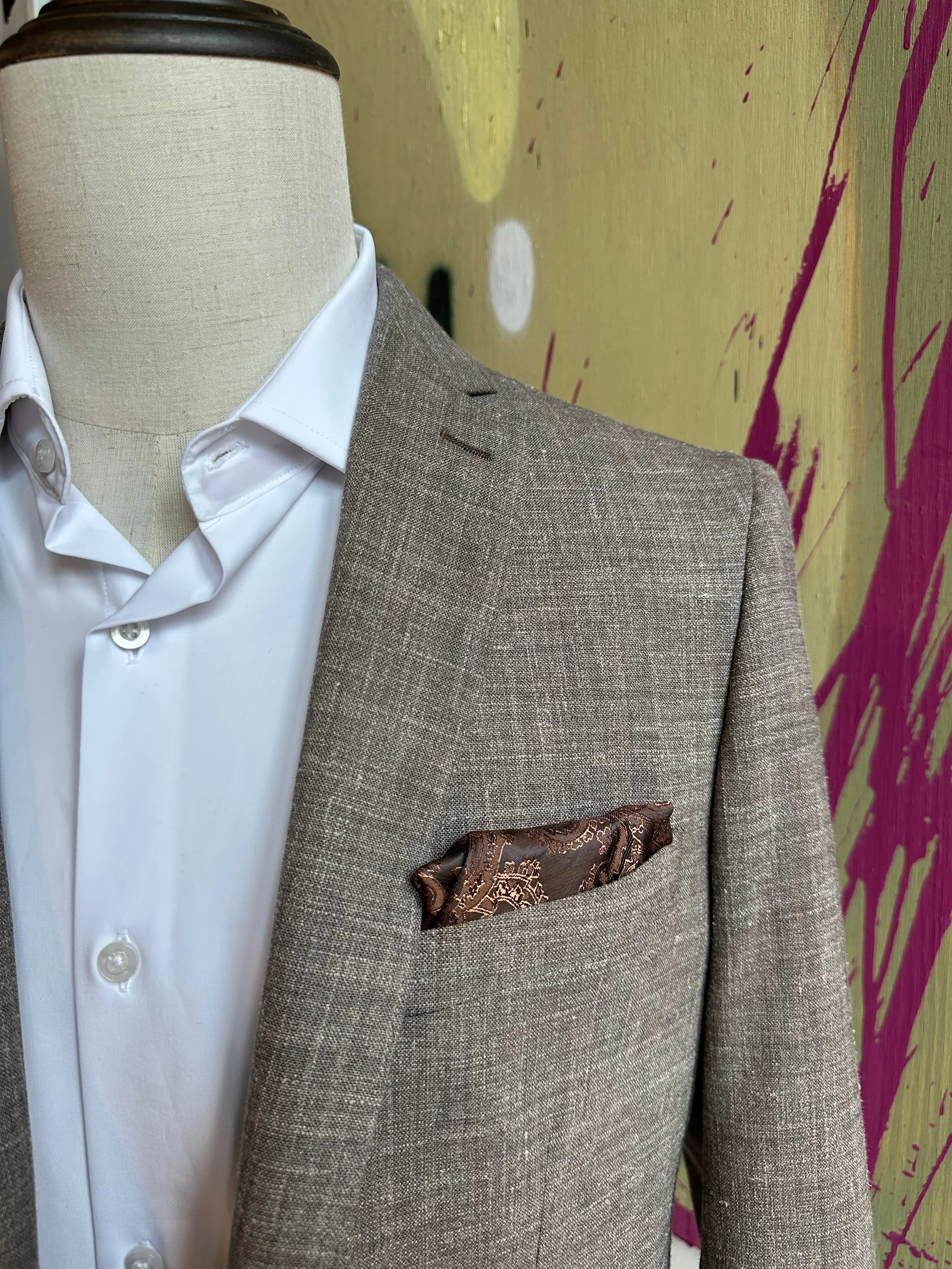 Brown Linen Blend Premium Suit Coat