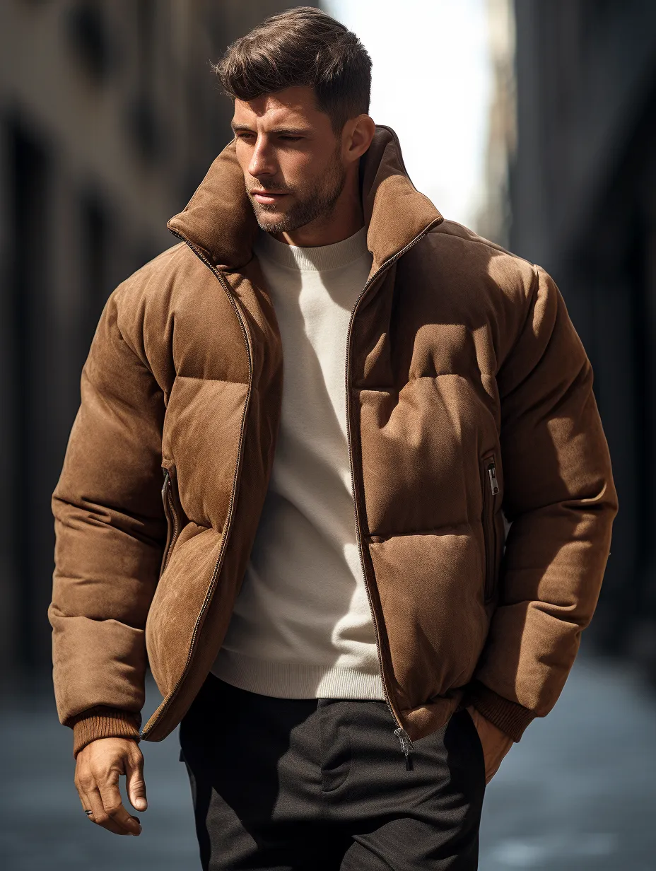Brown Men's Cotton Down Jacket