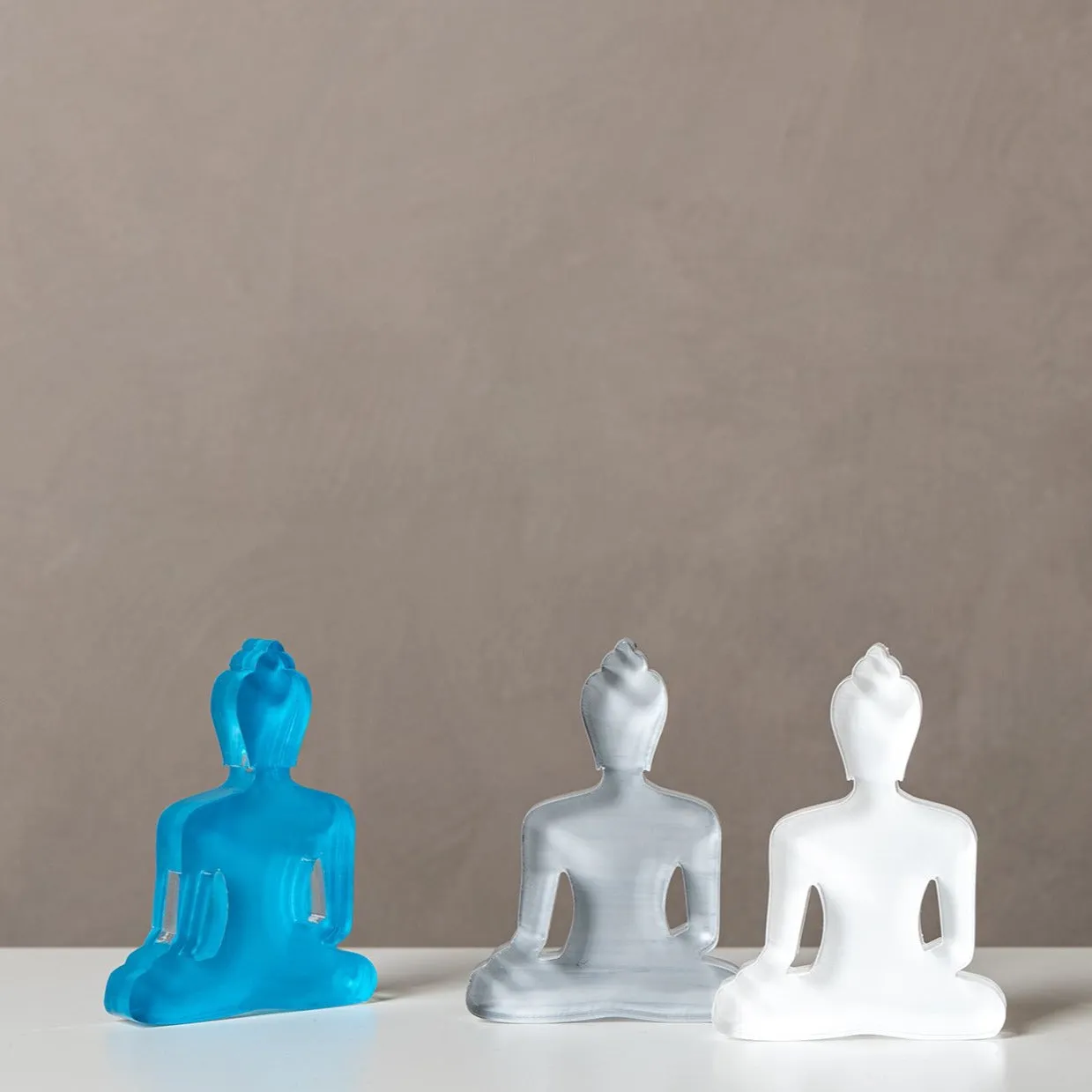 Buddha statue set of 3 - Gray, White and Turquoise