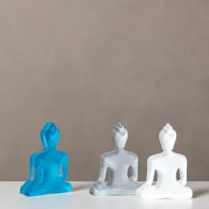 Buddha statue set of 3 - Gray, White and Turquoise
