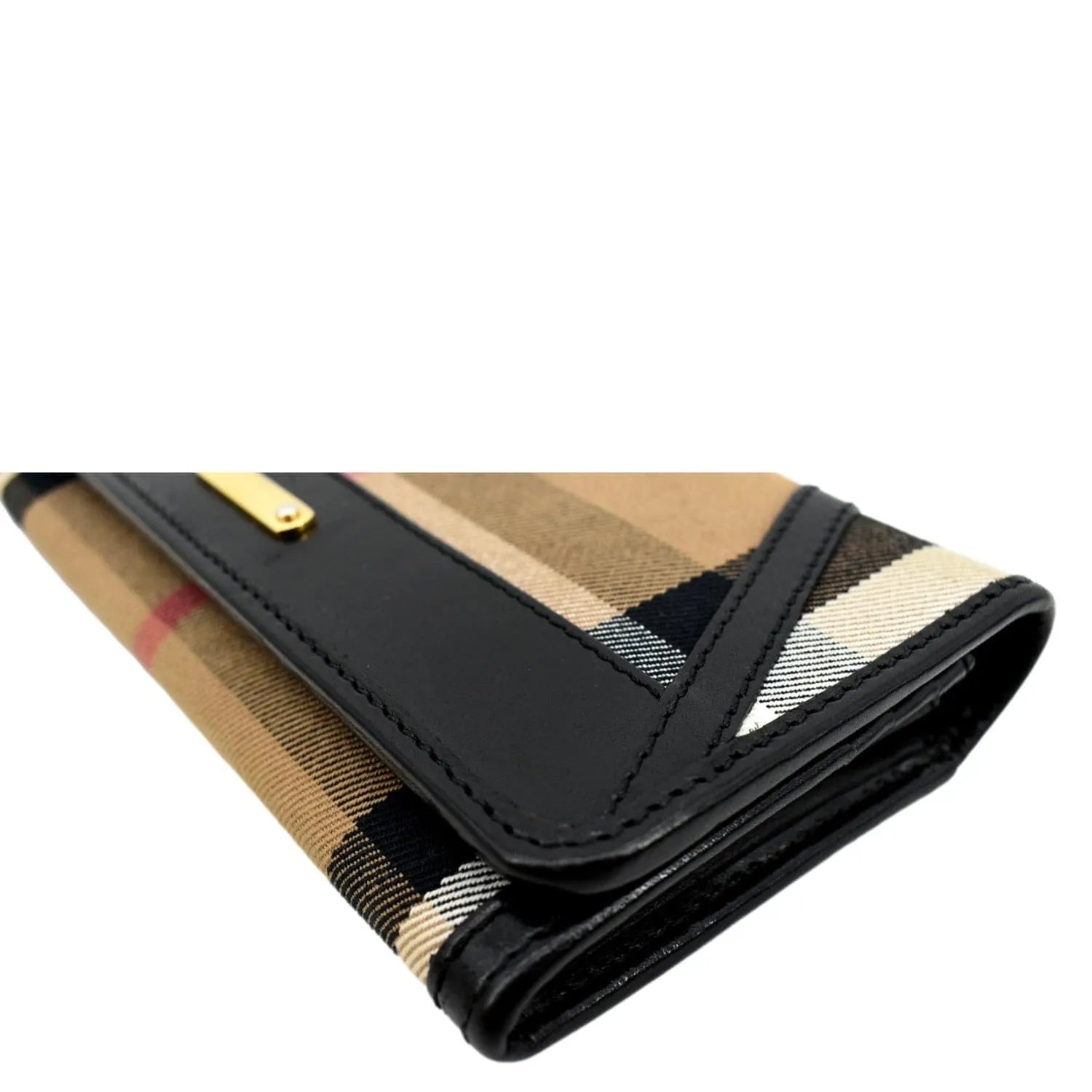 BURBERRY Check Leather Wallet Black
