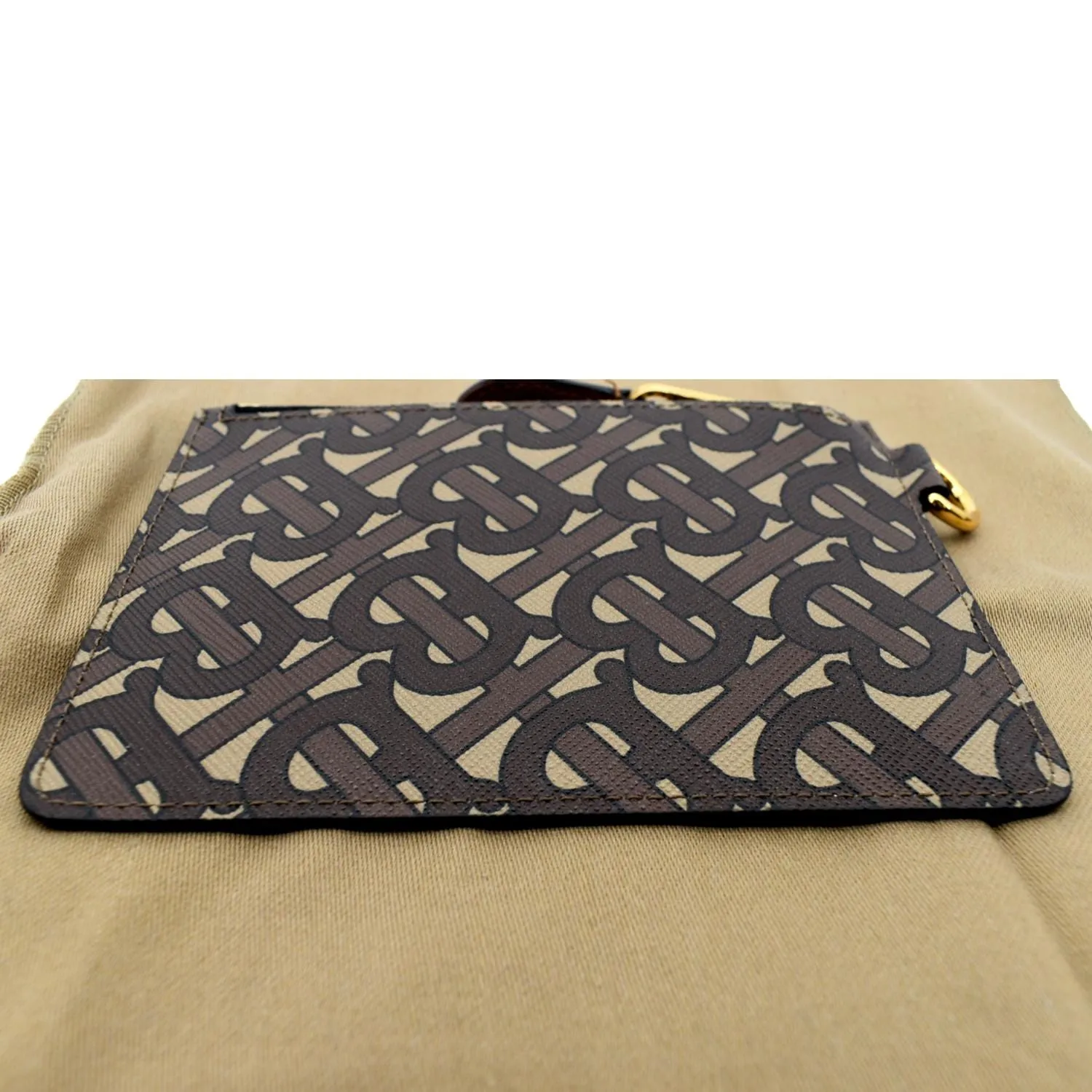 BURBERRY Monogram Coated Canvas Zip Coin Purse Bridle Brown