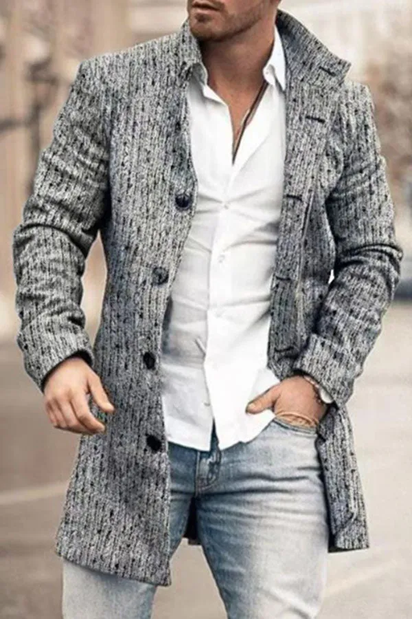 Button plaid men's coat