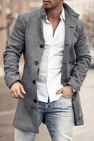 Button plaid men's coat