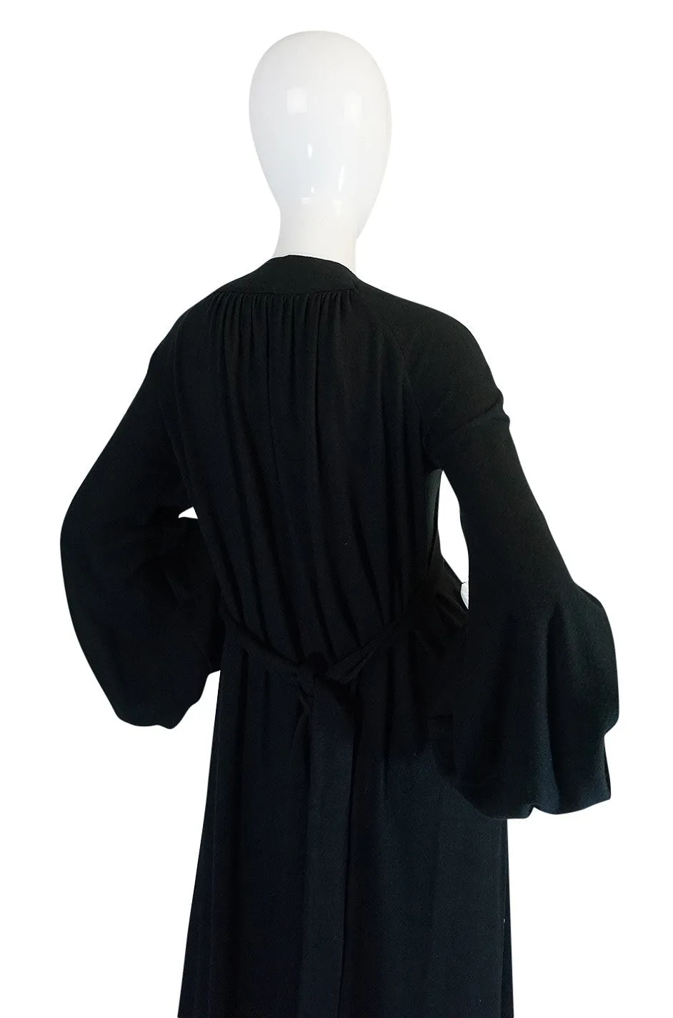 c1969 Iconic Ossie Clark "Graduation" Black Plunge Dress