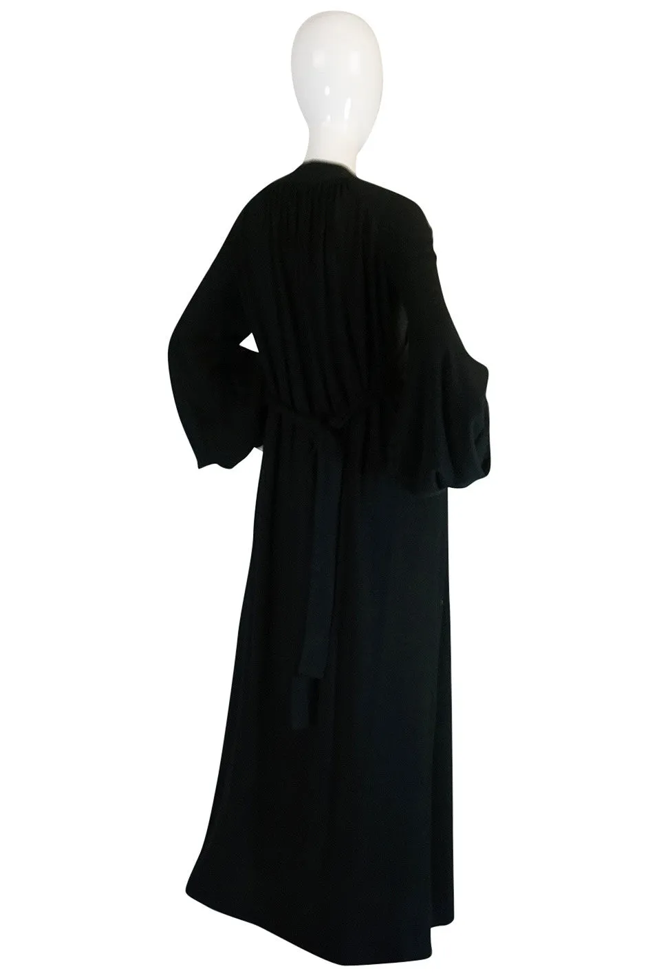 c1969 Iconic Ossie Clark "Graduation" Black Plunge Dress