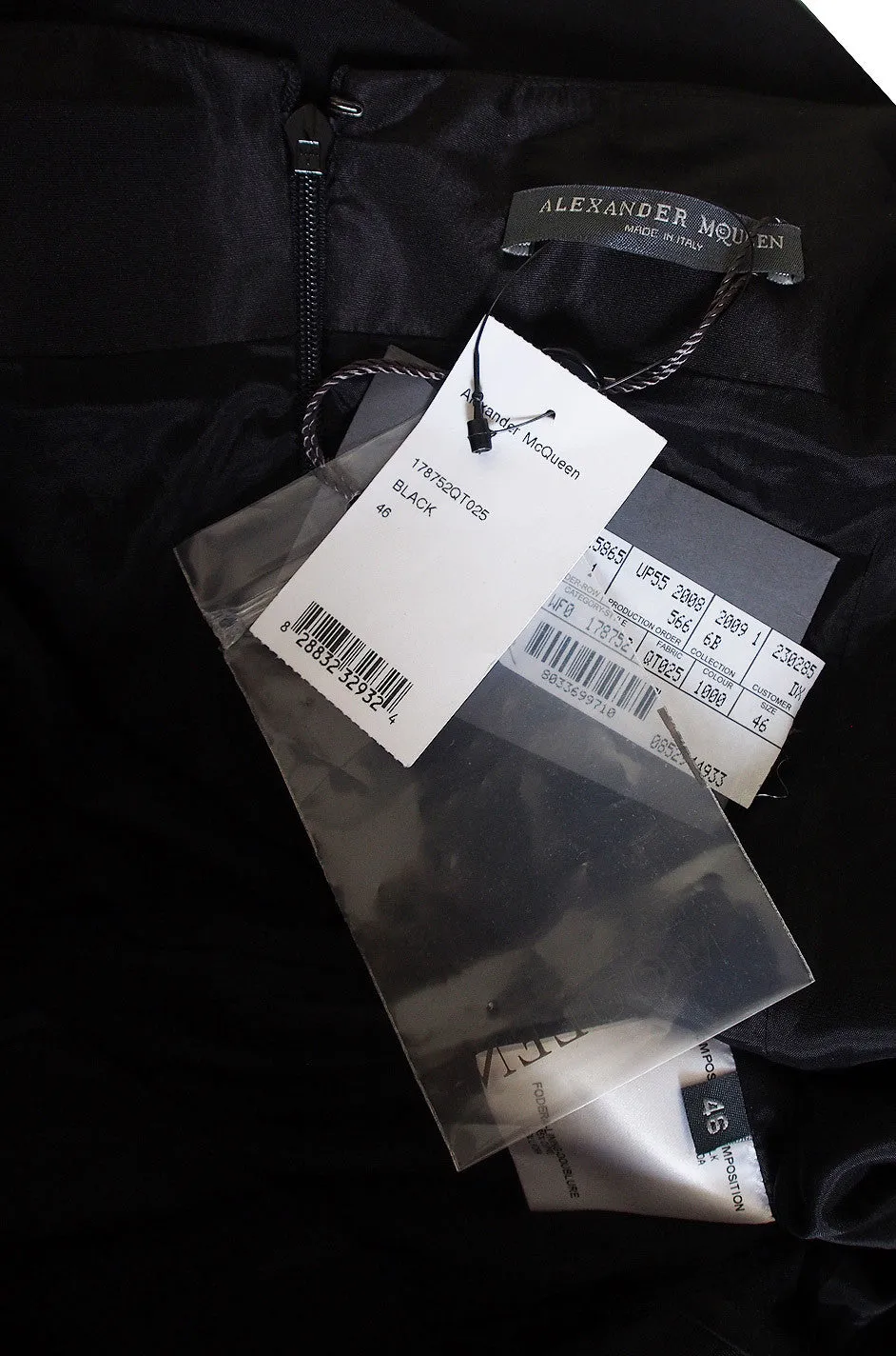 c2009 Black Silk Alexander McQueen Plunge Dress