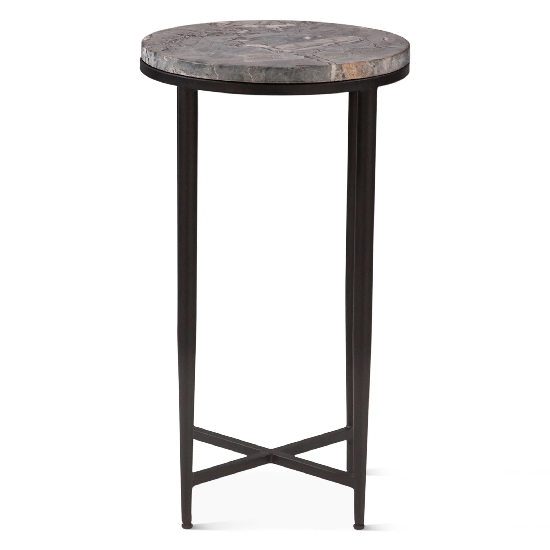Calico 17" Side Table in Grey Septarian with Iron Base