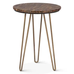 Calico 17" Side Table in Tiger Eye with Iron Base