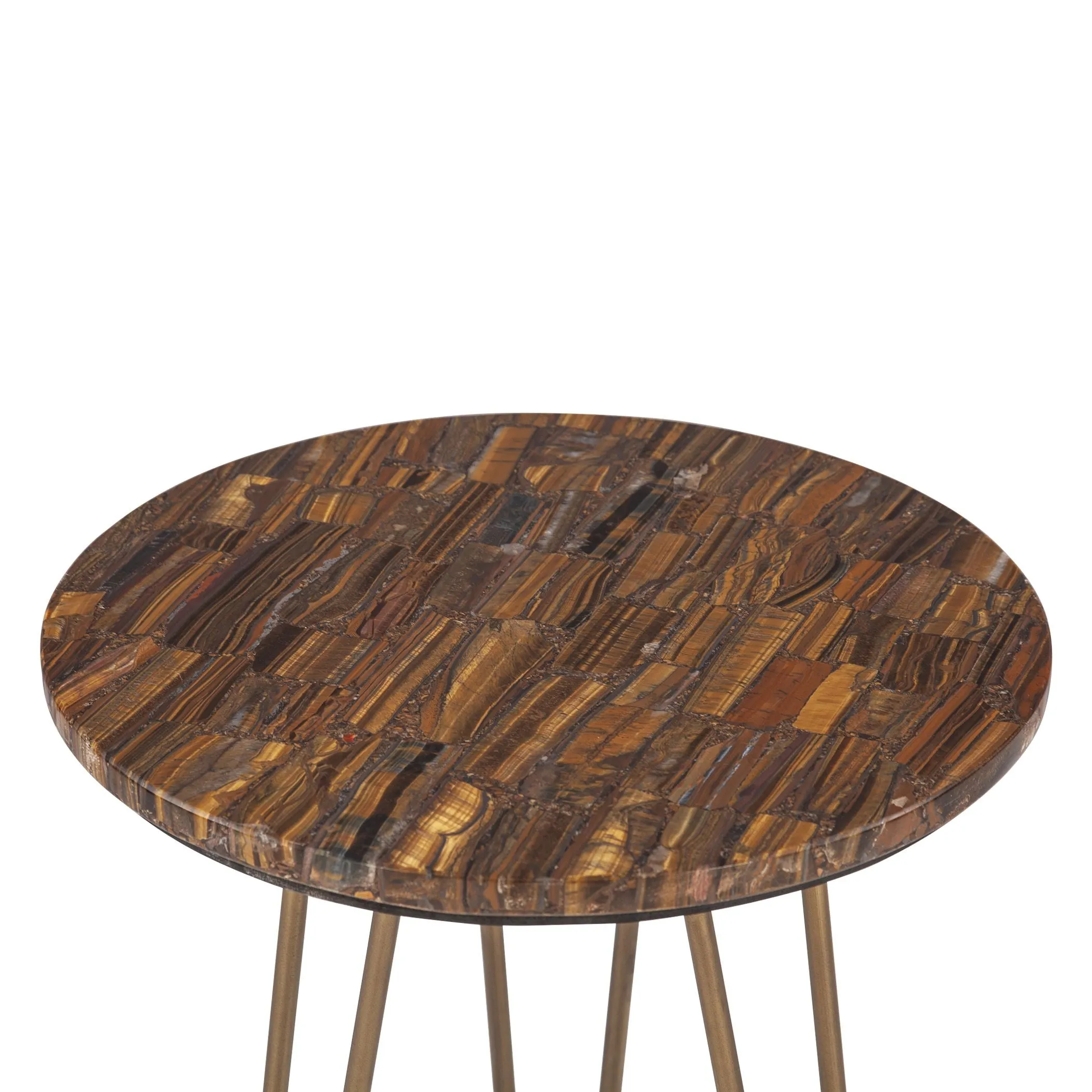 Calico 17" Side Table in Tiger Eye with Iron Base