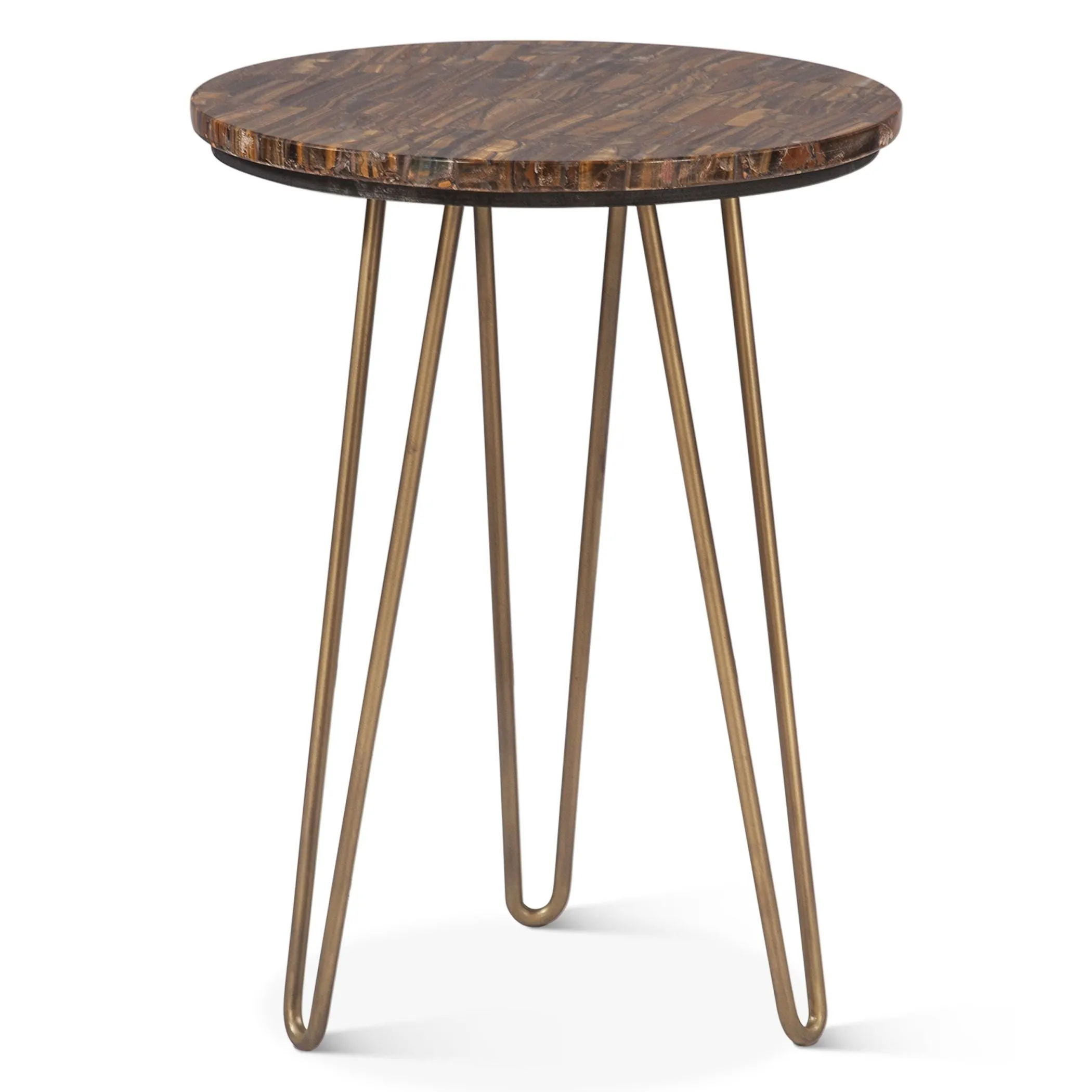 Calico 17" Side Table in Tiger Eye with Iron Base