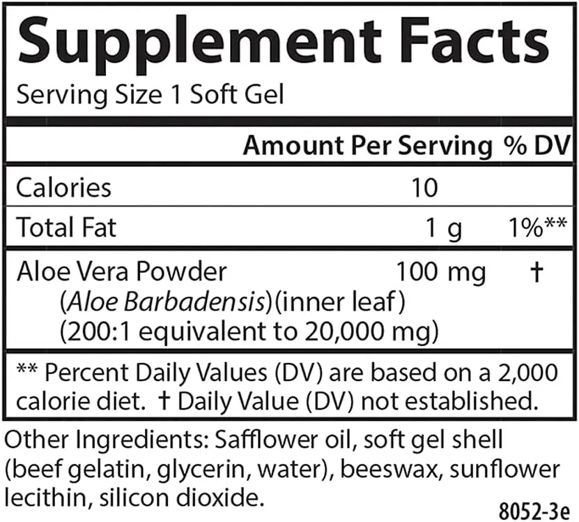 Carlson - Golden Aloe, 100 mg (200:1 Concentrate), Digestive Support & Colon Health, Optimal Wellness, 180 Softgels