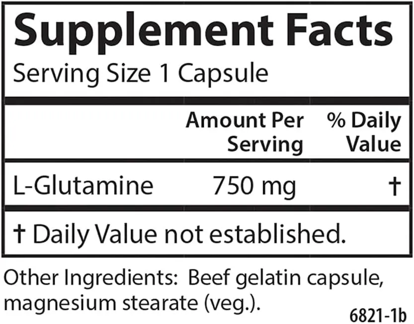 Carlson - L-Glutamine, Free-Form Amino Acid, 750 mg, Muscle Tissue Production, 90 Capsules