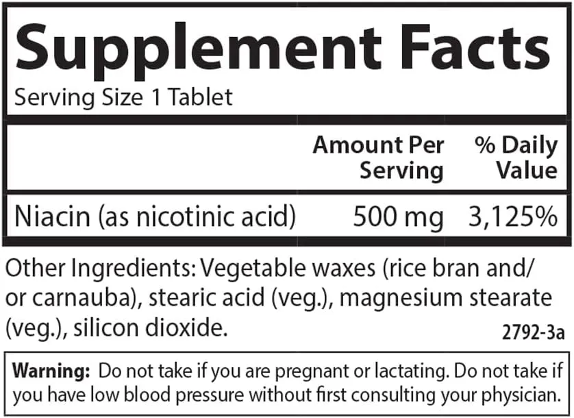 Carlson - Niacin - Time, Time-Release Niacin 500 mg, Energy Production, Heart Health & Nerve Function, 250 Tablets