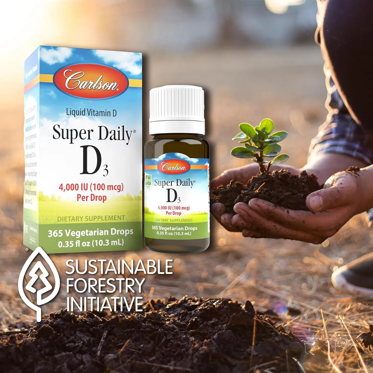 Carlson - Super Daily D3 4,000 IU (100 mcg) per Drop, Vitamin D Drop, Liquid Vitamin D3, 1-Year Supply, Unflavored, 365 Drops (10.3 mL)