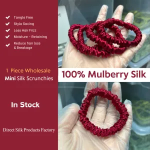 Carmine silk scrunchie mini
