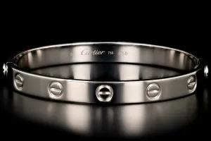 Cartier 18K White Gold Love Bracelet Size 16