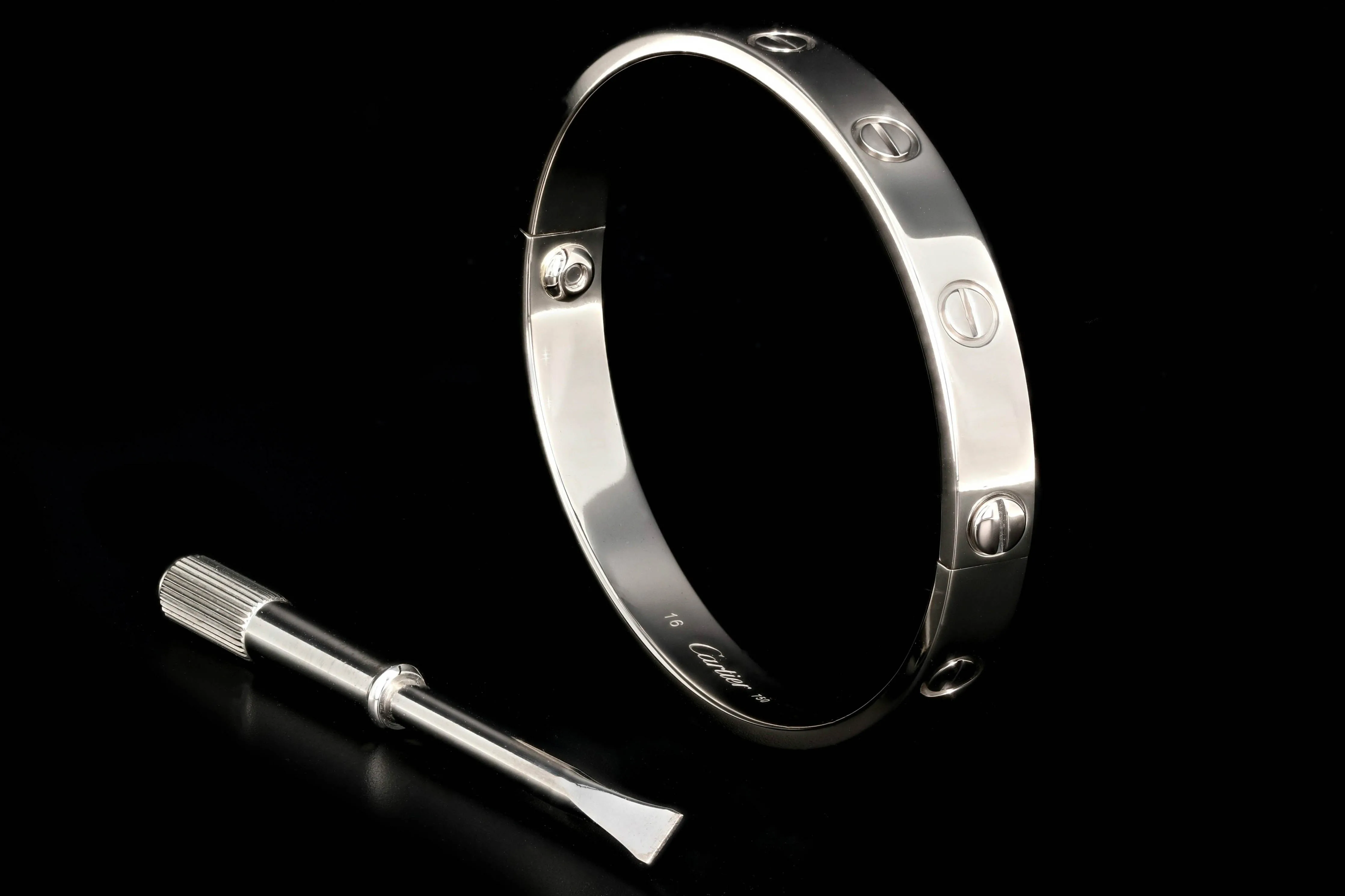 Cartier 18K White Gold Love Bracelet Size 16