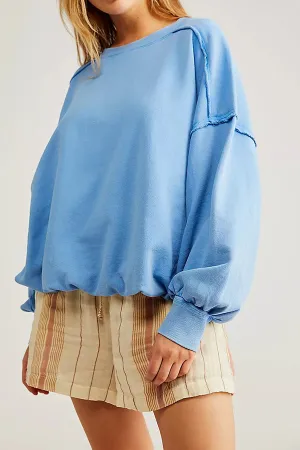 Casual loose outerwear advanced long-sleeved raw edge pullover sweater