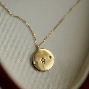 Celestial Coin Pendant Necklace (Solid Silver)