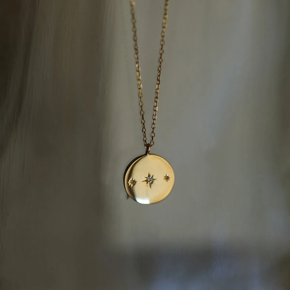 Celestial Coin Pendant Necklace (Solid Silver)