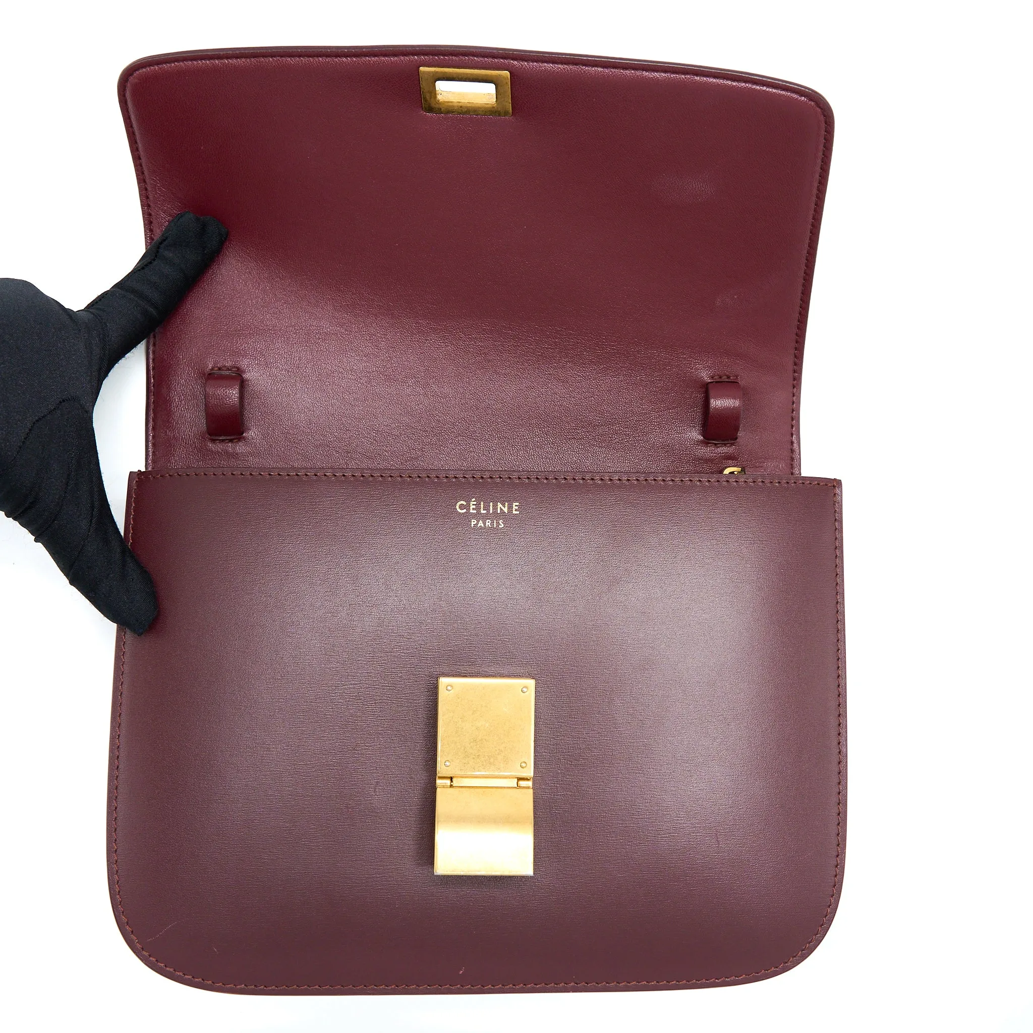 Celine Classic Medium Box Calfskin Burgundy GHW