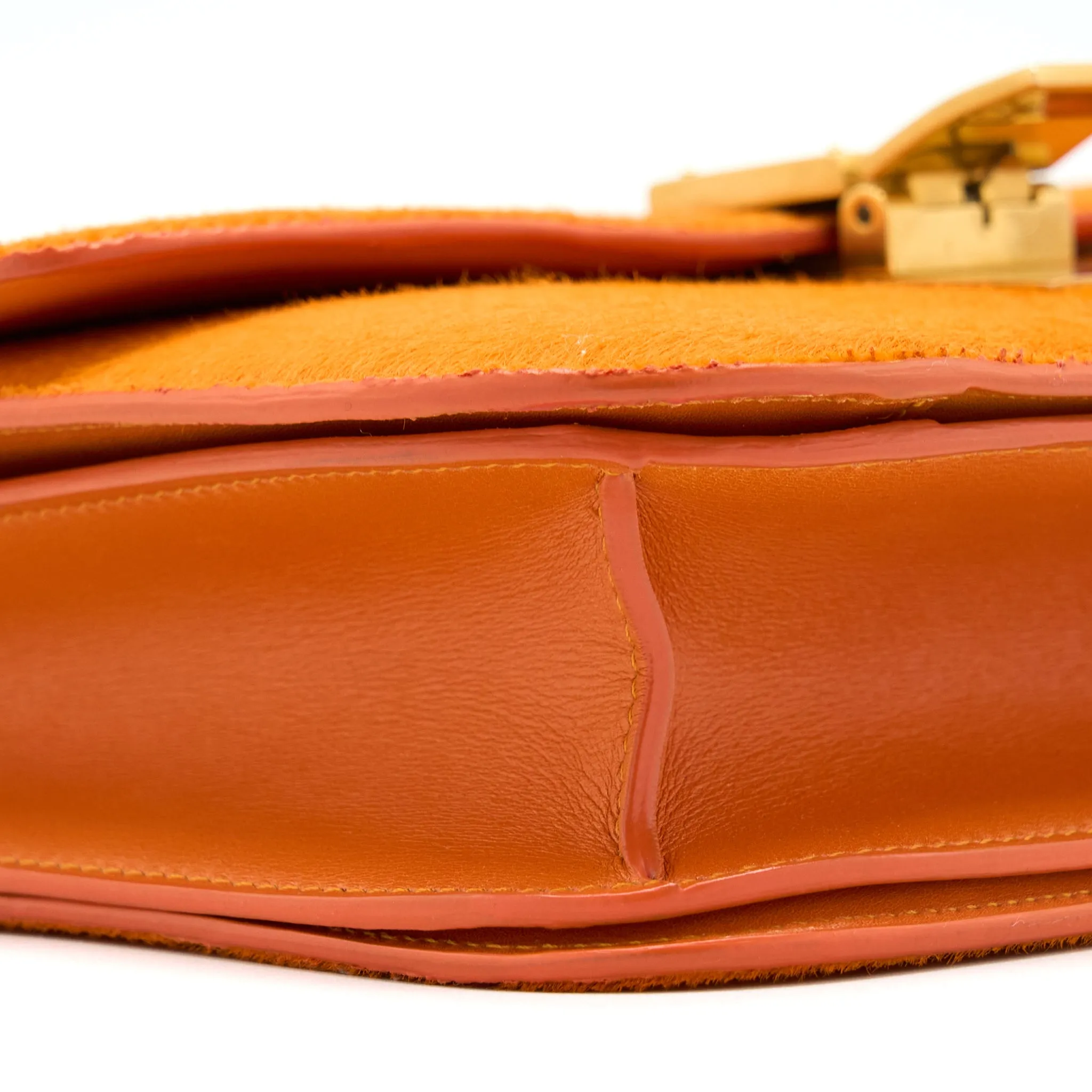 Celine Classic Medium Box Horsehair Orange GHW