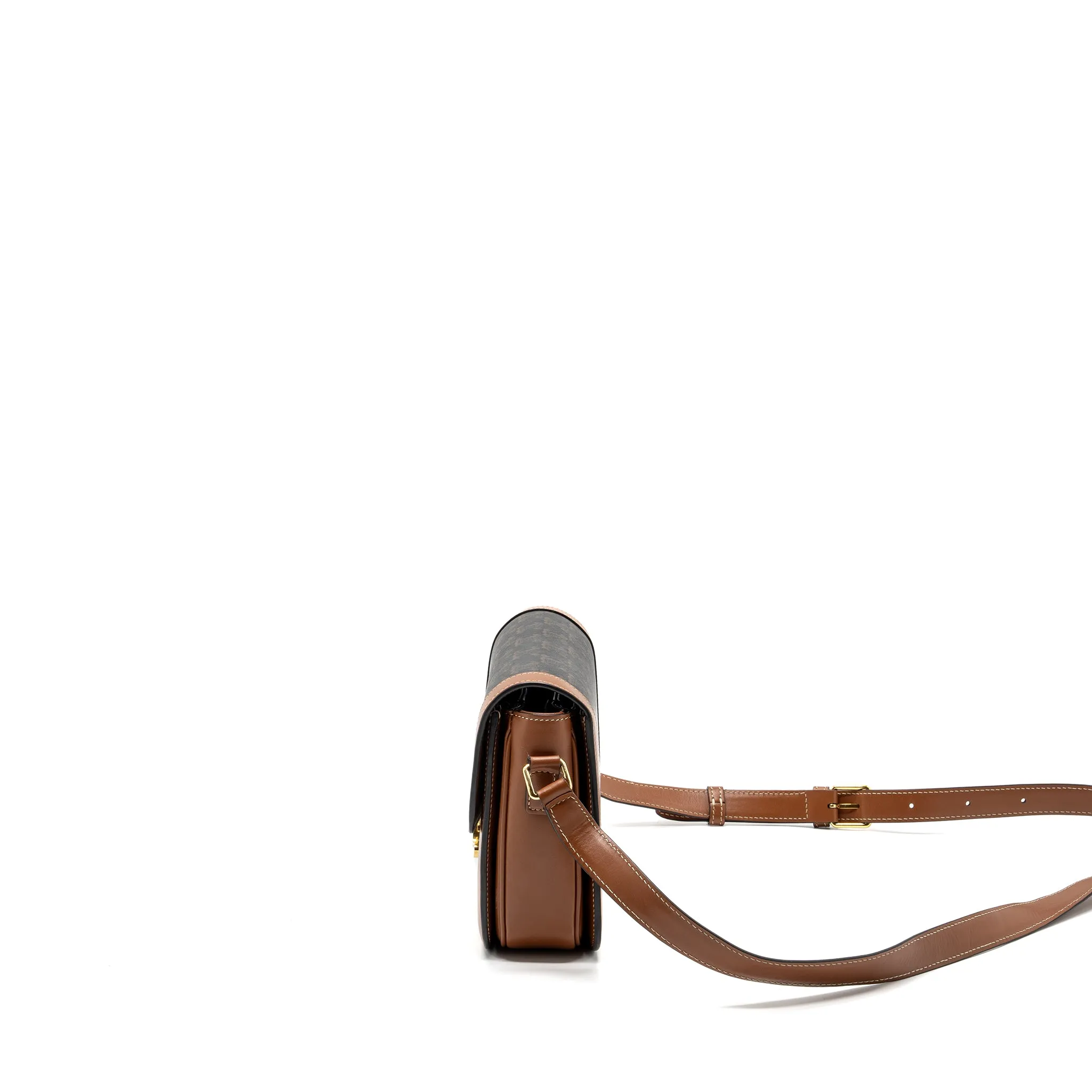 Celine Classic triomphe bag canvas / calfskin tan GHW