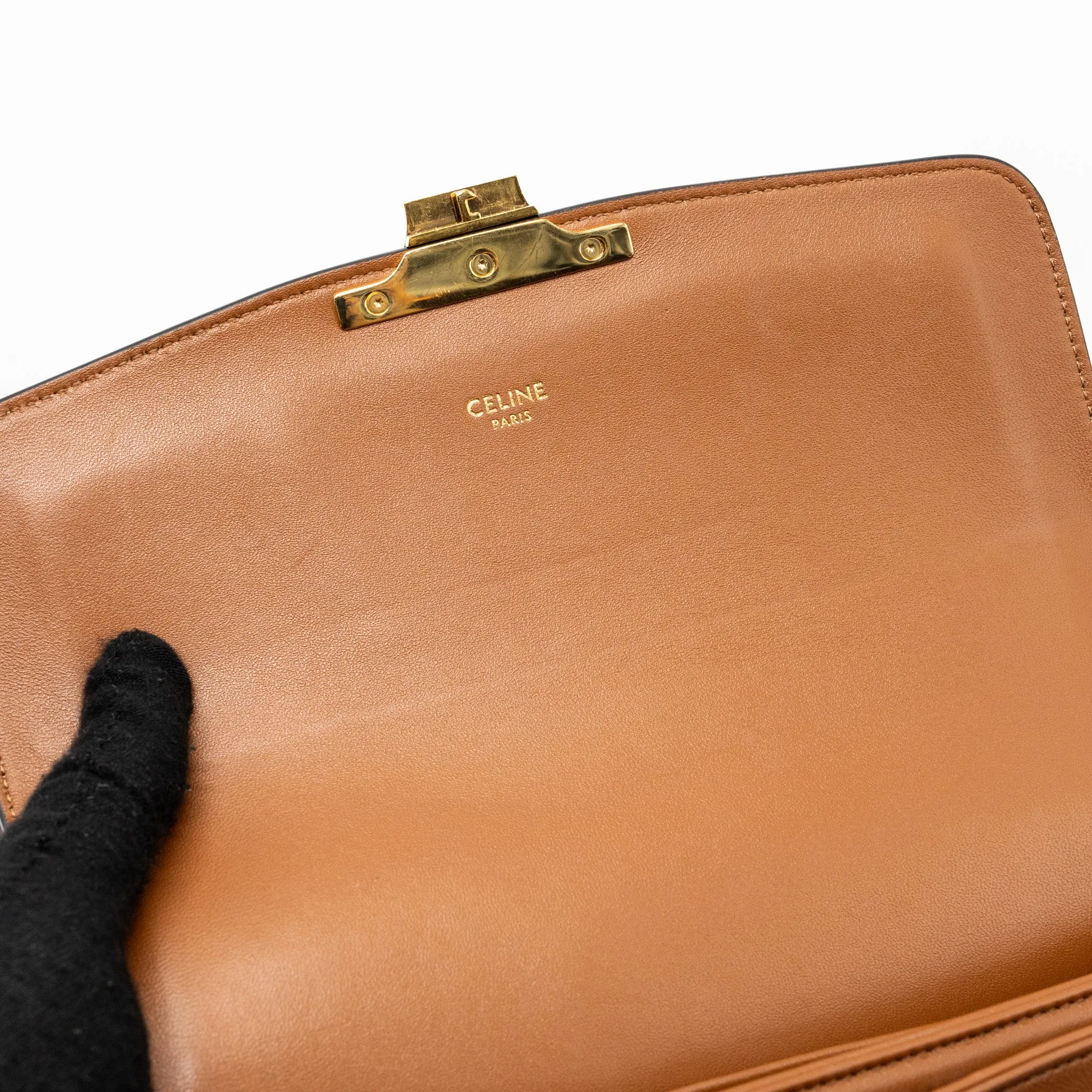 Celine Classic triomphe bag canvas / calfskin tan GHW