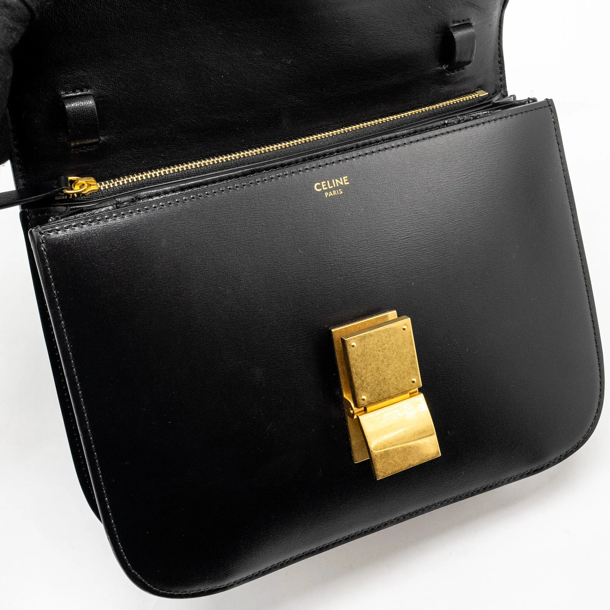 Celine Medium Classic Box Bag Calfskin BLACK GHW