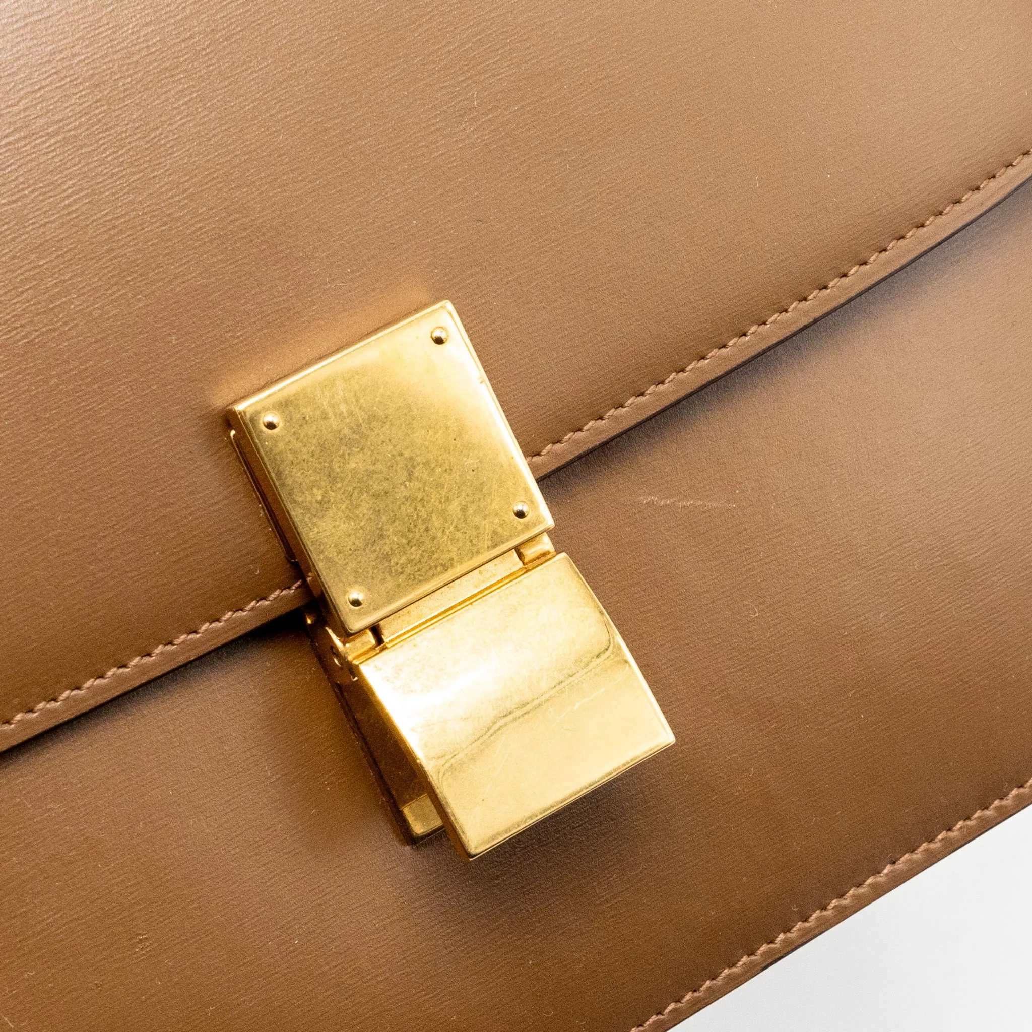 Celine Medium Classic Box Bag Calfskin Brown GHW