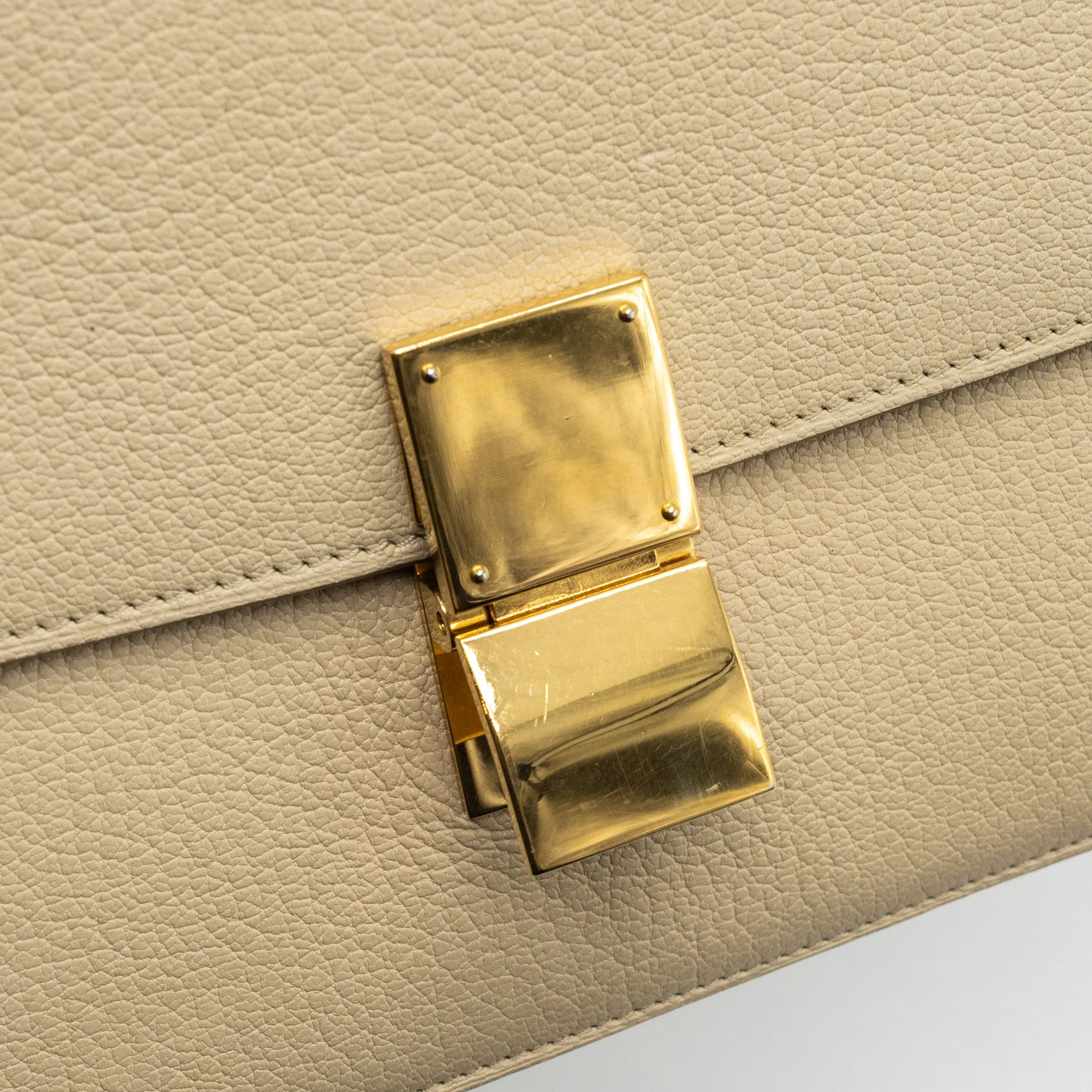Celine medium classic box bag goatskin beige GHW