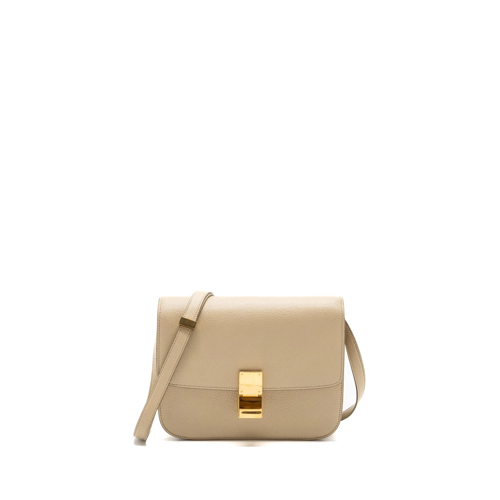 Celine medium classic box bag goatskin beige GHW