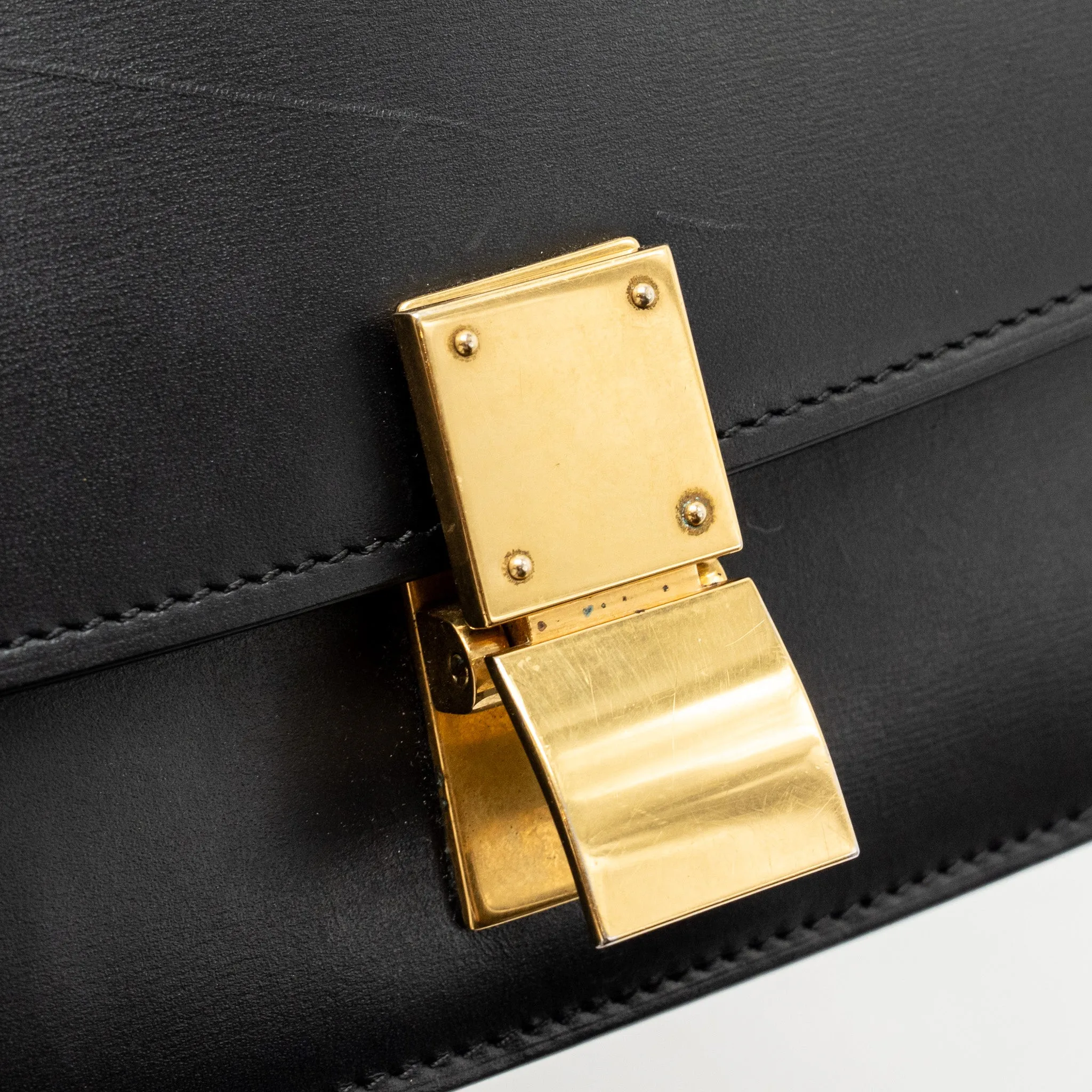 Celine Mini Classic Box Bag Calfskin Black GHW
