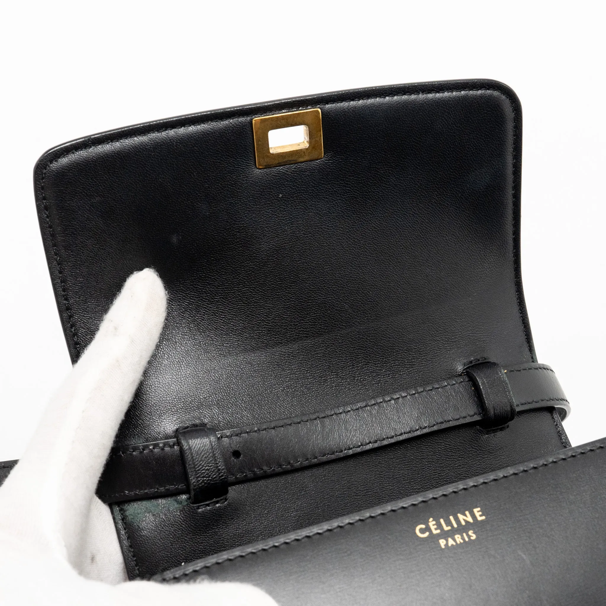 Celine Mini Classic Box Bag Calfskin Black GHW