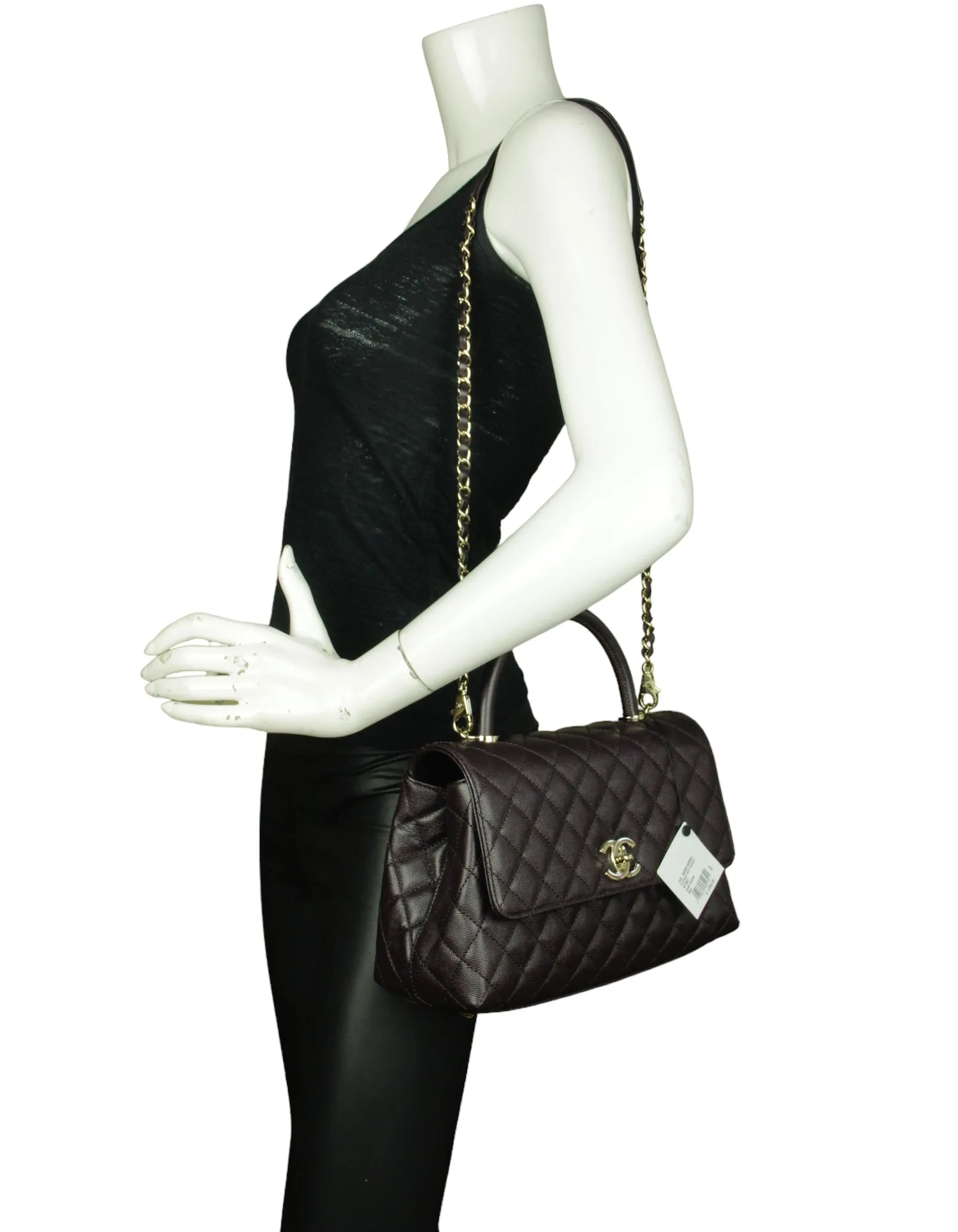 Chanel 2024 Brown Caviar Small Coco Handle Flap