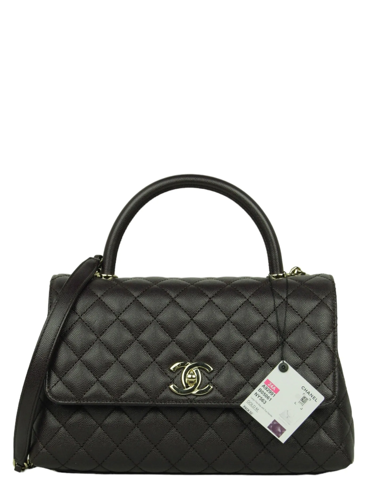 Chanel 2024 Brown Caviar Small Coco Handle Flap