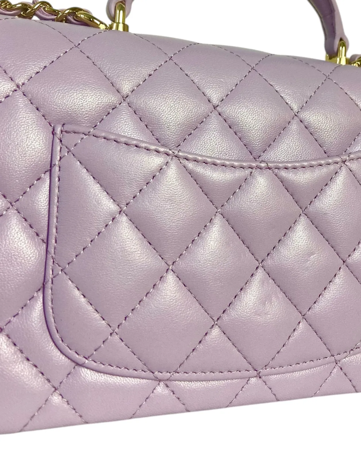 Chanel '24 Light Purple Lambskin Rectangular Mini Flap w/ Handle
