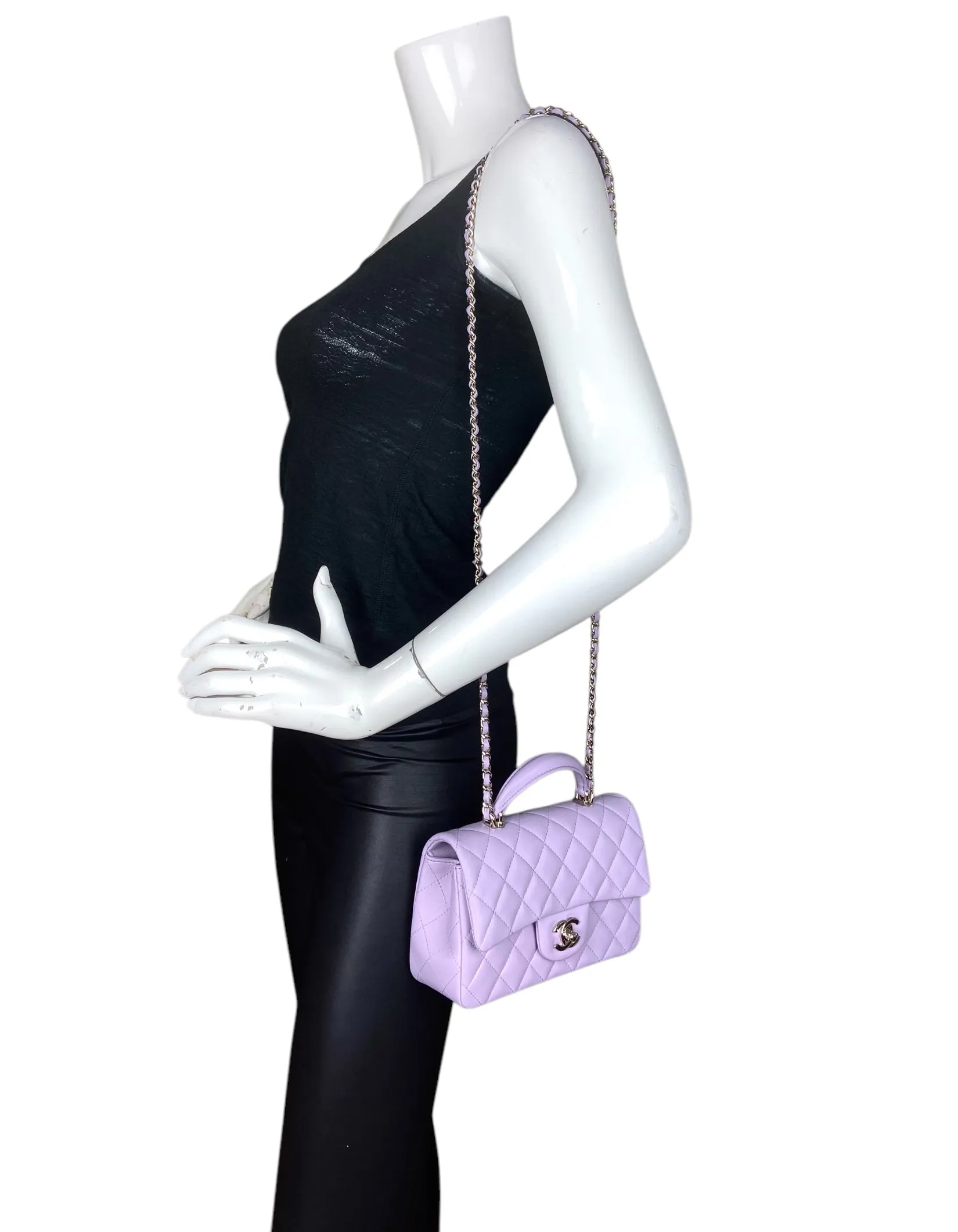Chanel '24 Light Purple Lambskin Rectangular Mini Flap w/ Handle