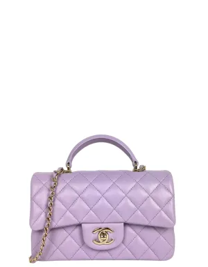 Chanel '24 Light Purple Lambskin Rectangular Mini Flap w/ Handle