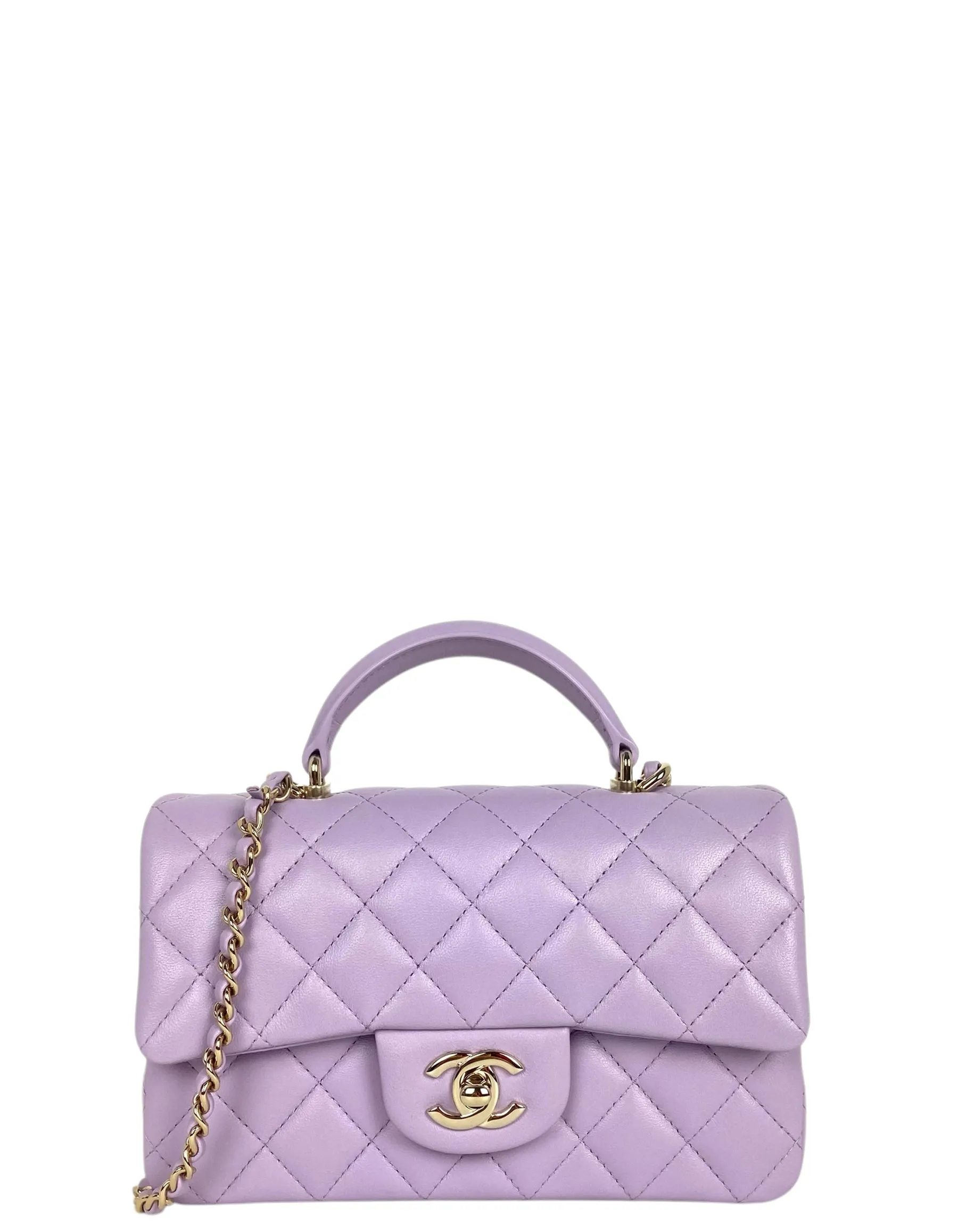 Chanel '24 Light Purple Lambskin Rectangular Mini Flap w/ Handle